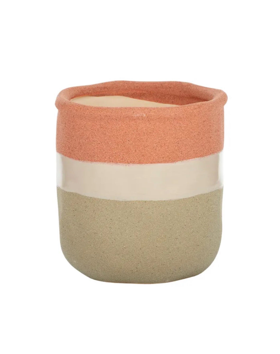 Cincture Ceramic Pot 14.5 x 15cm Nat/Sage