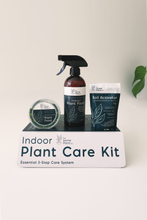 Load image into Gallery viewer, Plant care kit showing product contents on top of the box.  Indoor plant food, controlled release fertiliser and Soil Activator
